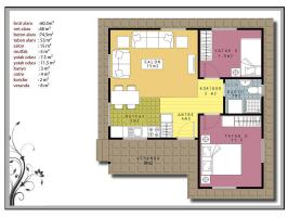 60,5 m² Prefabrik Ev Planı