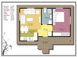  51,5 m² Prefabrik Ev Planı