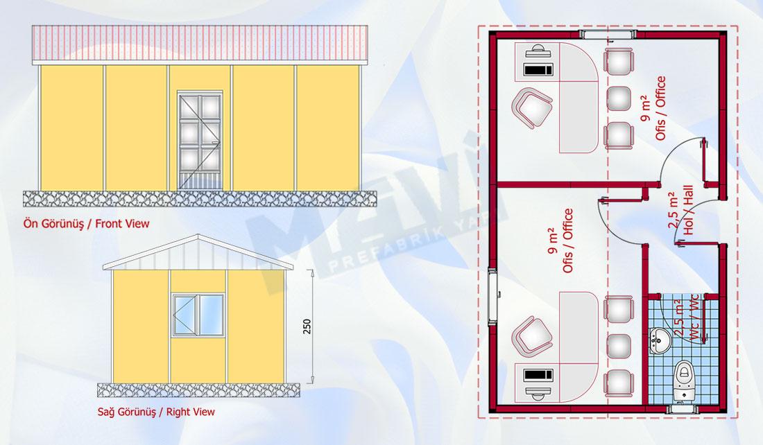 Prefabrik Ofis 25 m²