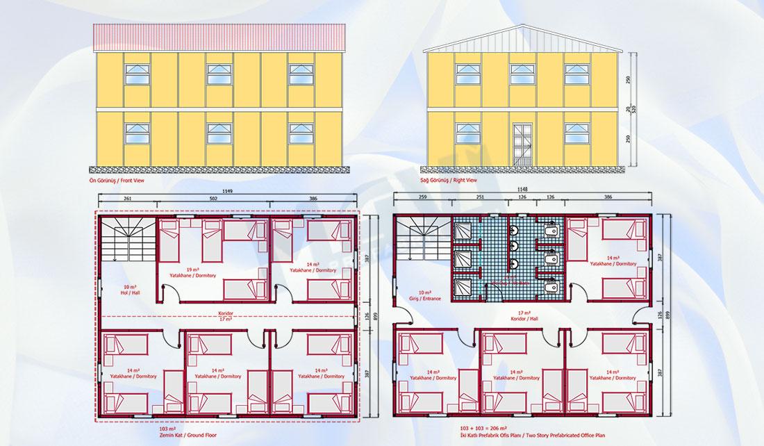 Prefabrik Yatakhane 206 m²