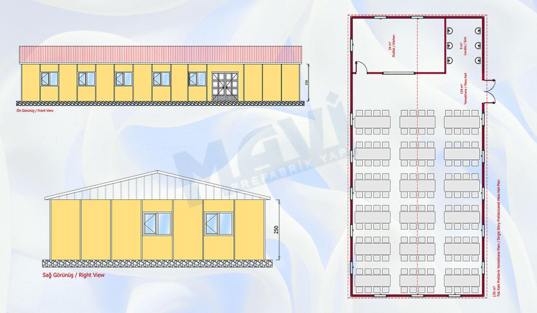 Prefabrik Yemekhane 170 m²