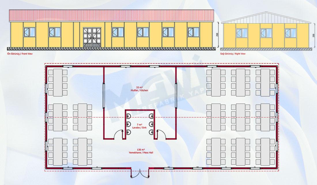 Prefabrik Yemekhane 181 m²