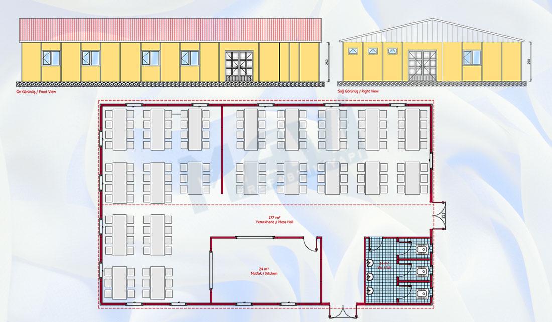 Prefabrik Yemekhane 217 m²