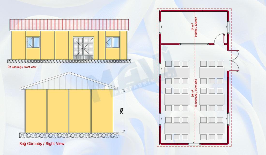 Prefabrik Yemekhane 53 m²