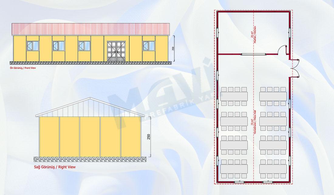 Prefabrik Yemekhane 98 m²