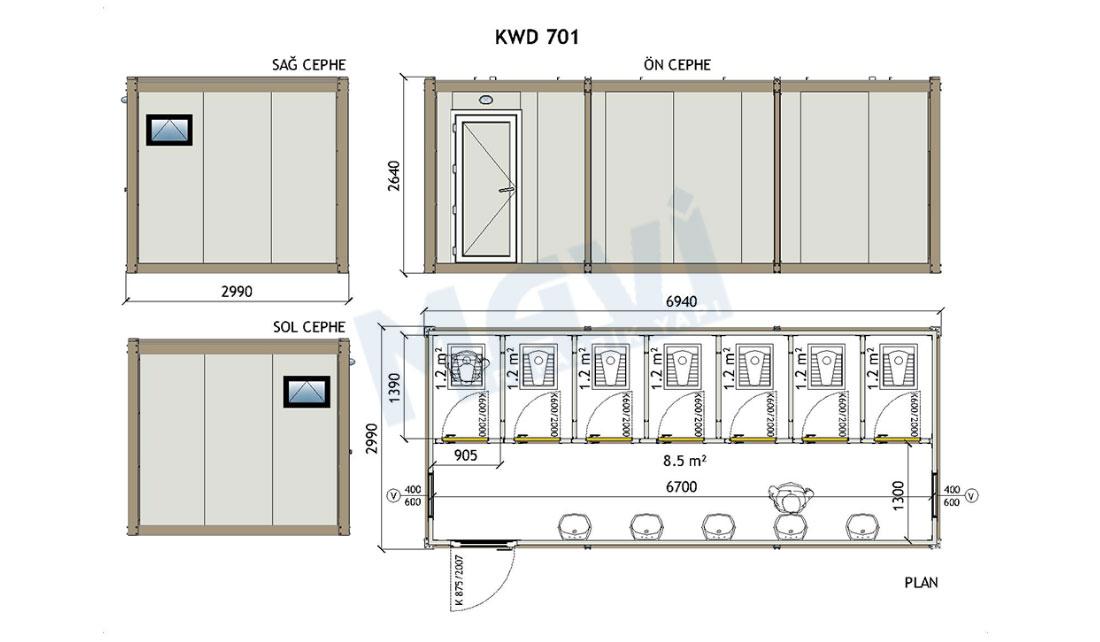 WC / Duş Konteyner KWD701