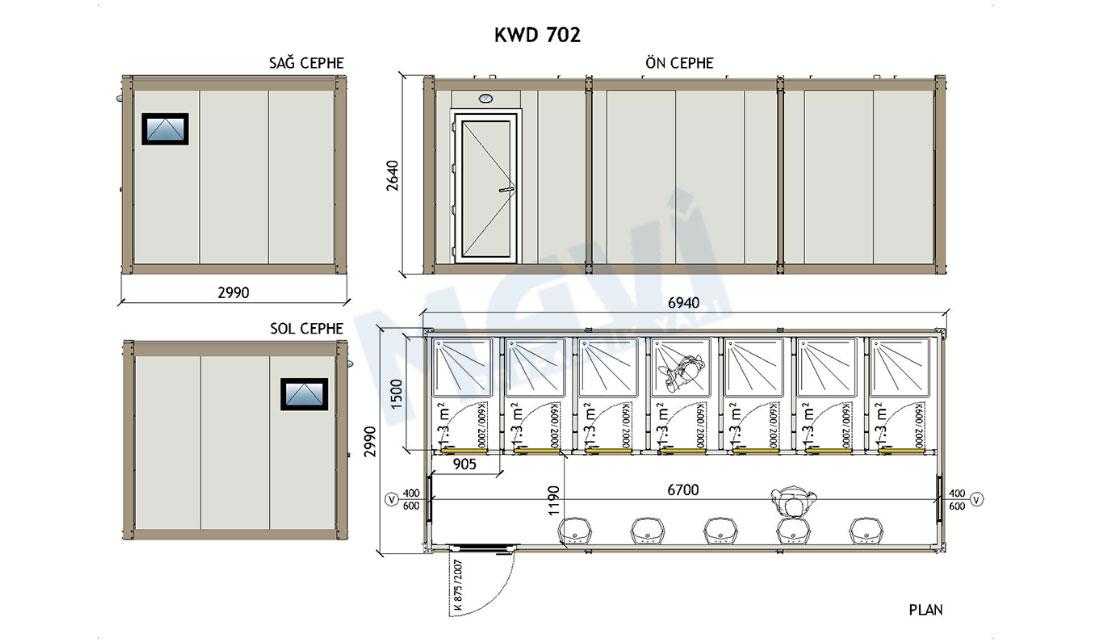 WC / Duş Konteyner KWD702