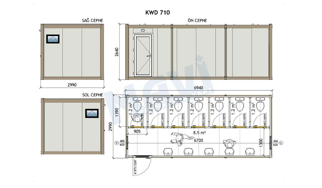 WC / Duş Konteyner KWD710